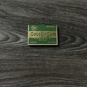 Vintage 1930s Gold Tip Chewing Gum Box Green Wintergreen Excellent Condition